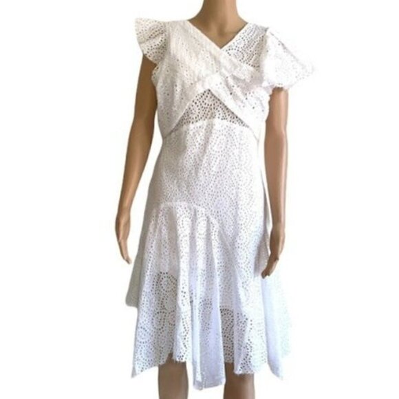 Isabel Marant Dresses & Skirts - Isabel Marant White Eyelet Asymmetrical Dress Size 36 (S/4)